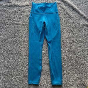 EUC Lululemon Wunder Train HR Tight with Pockets 25" Hawaiian Blue Sz 4 LW5EYKS